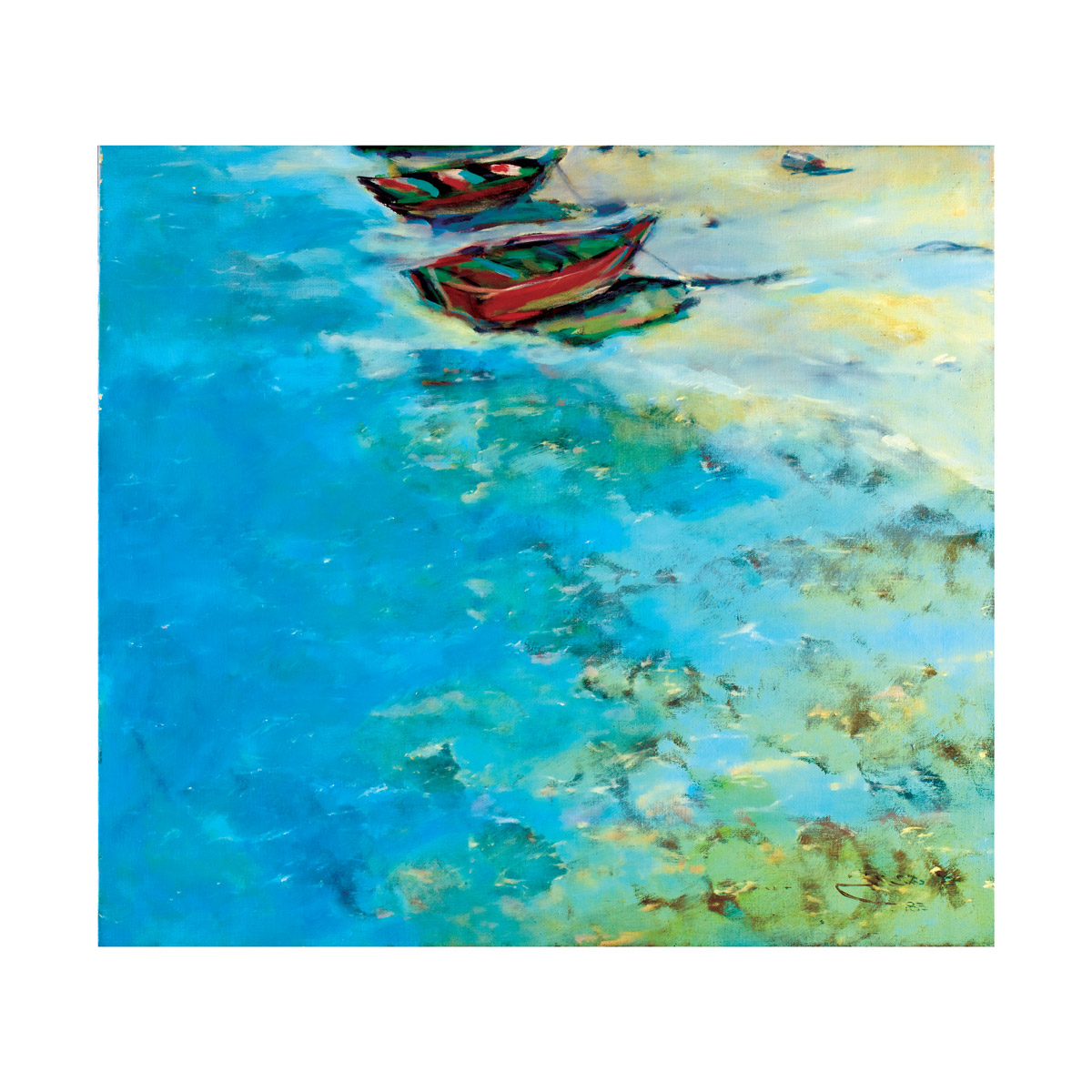 rashid al khalifa artwork oil on canvas boats